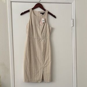 Banana Republic Beige Striped Midi Dress